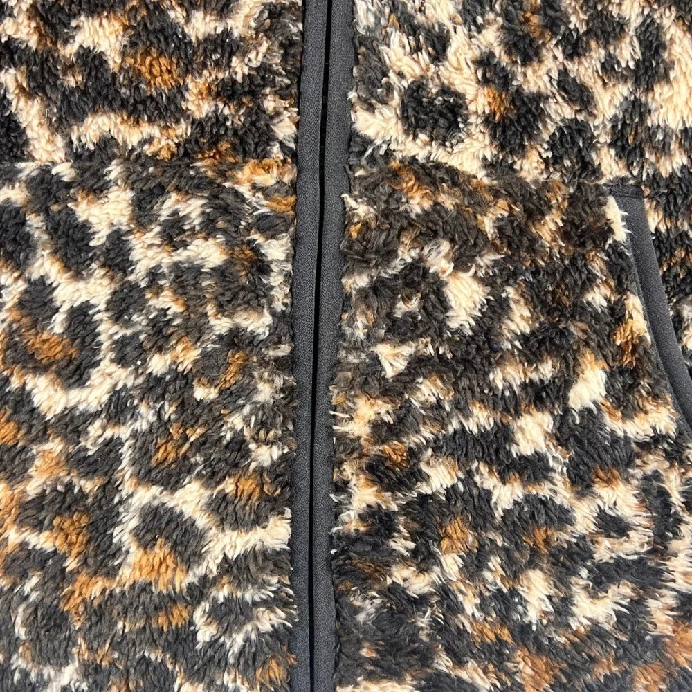 All in Motion Girls Leopard Print Sherpa Zip Up Hoodie Jacket Size S 6/7 New